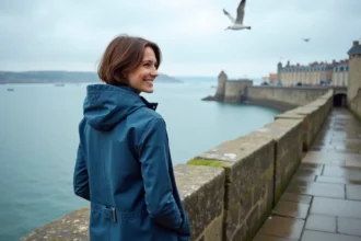 paysage côtier de Saint-Malo avec ses remparts et la mer