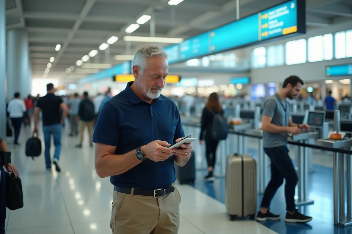 Homme vérifiant ses documents à l
