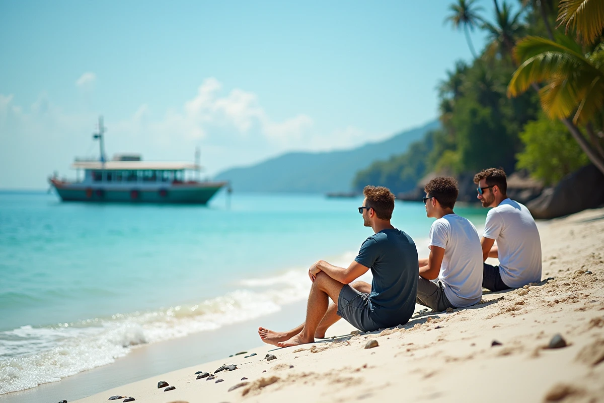 Jeunes voyageurs sur la plage de Padangbai