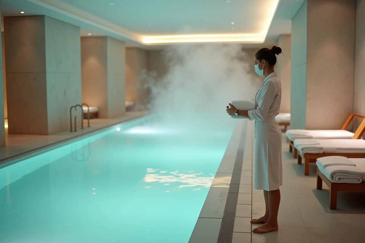 Piscine intérieure et espace spa élégant d'un hôtel cinq étoiles à Strasbourg